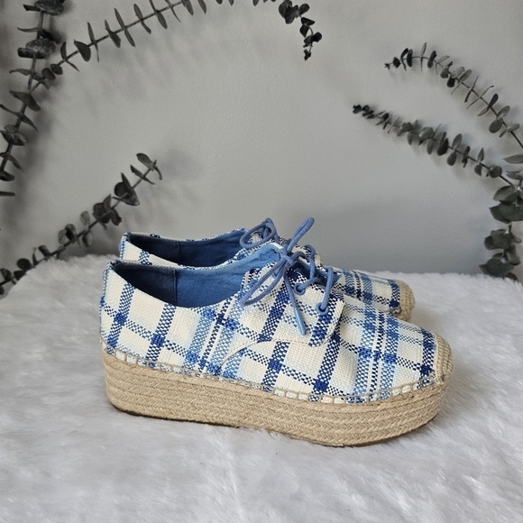 TORY BURCH Raffia Plaid Print Espadrilles - Picture 4 of 9